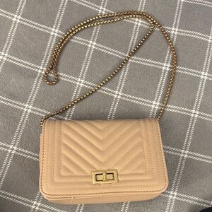 Elegant Tan Quilted Chain Bag